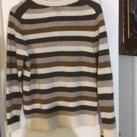 Charter Club 100% Cashmere Striped V-Neck Sweater Women’s Large - Picture 4 of 6